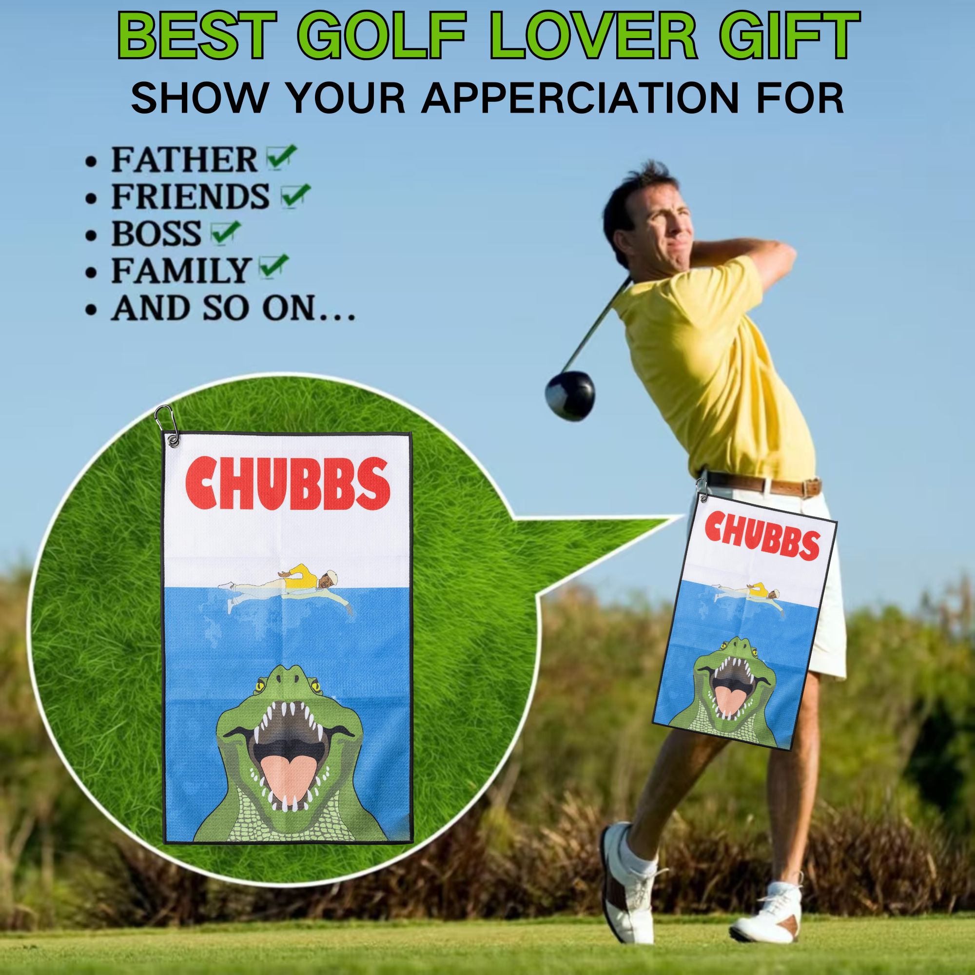 Serviette de golf amusante Hap - Golf Towel Waffle avis et prix